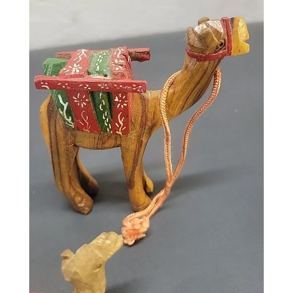 Lot of 3‎ Olive Wood Hand Carved Camel Nativity Figurines ornaments (2) 4